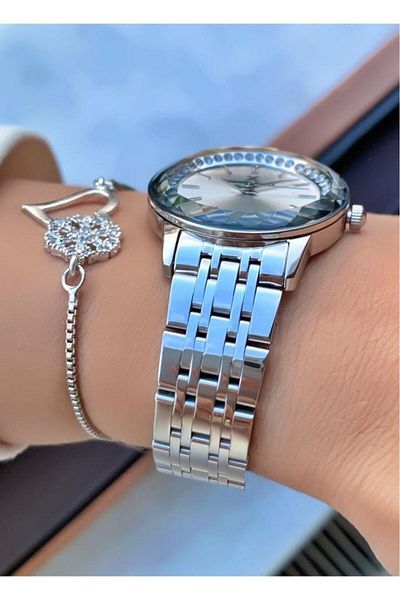 Daniel Klein Mrd11391 Silver Color Stone Women's Wristwatch with Bracelet Gift