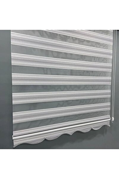 Yıldız stor Zebra Stor Perde Ekru Gri Lüx Etek Dilimli