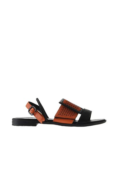 Bueno Shoes Sandale de damă din piele neagră portocalie - 01wu3010