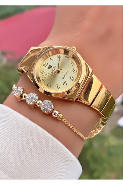 Fiesta Mrd11468 Gold Color Steel Cord and Case Women's Wristwatch Bracelet Gift