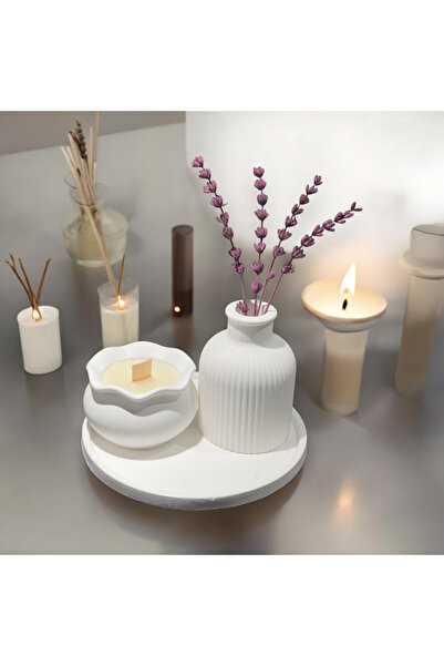 MissTulinaKozmetik Dekoratif Kokulu Mum Seti Ahşap Fitil Stand Hediye