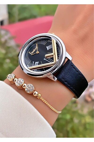 Freelook % 100 Orjinal Su Geçirmez Siyah Kayışlı Bileklik Hediyeli Kol Saati