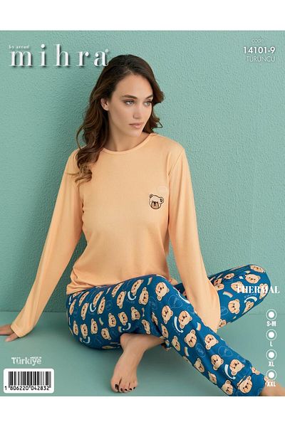 Mihra Women's Crew Neck Thermal Pajama Set 14101/9 - 1 Piece