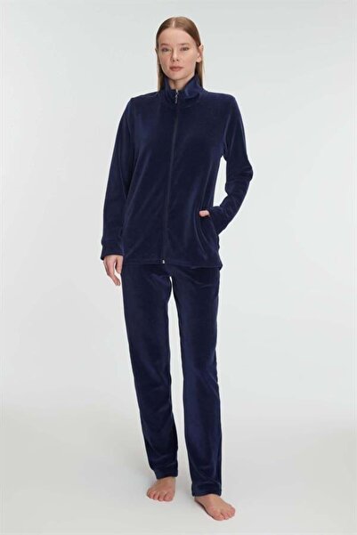 Genel Markalar New Premium Özel Seri Pamuklu Fermuarlı Sweatshirt Pantolon Pijama Takımı