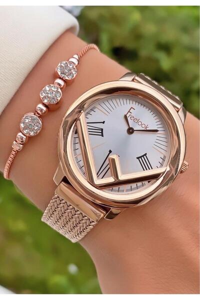 Freelook Mrd11458 Rose Gold Çelik Kordon Kadın Kol Saati Bileklik Hediyeli