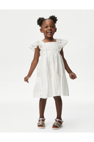 Marks & Spencer Fırfır Detaylı Kısa Kollu Elbise (2-7 Yaş)