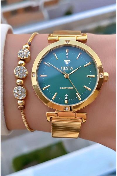 Fiesta Mrd11610 Golden Yellow Steel Cord Women Wrist Watch