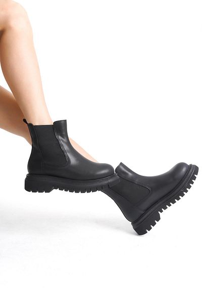 Modabuymus Chic Black Matte Daily Elastic Chelsea Boots