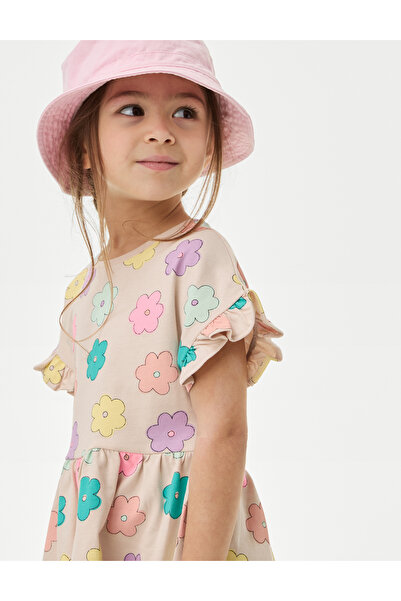 Marks & Spencer Saf Pamuklu Kısa Kollu Elbise (2-7 Yaş)