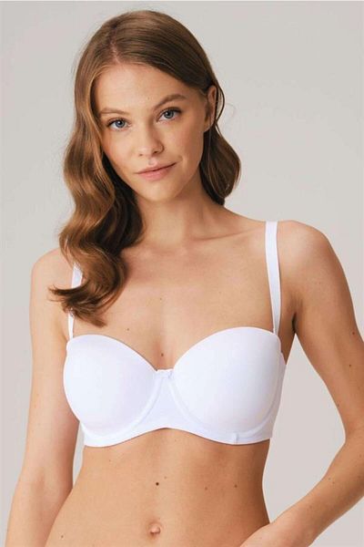 ILISANA Markano Women's Underwire Unpadded Unpadded Strapless Strapless Soft Sponge Daily Classic T-Shirt Milk