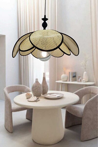 BSA LIGHTING PAPATYA HASIR TEKLİ KREM ABAJURLU AVİZE (8 YAPRAKLI)KULLANIM OTURMA ODASI, HOL, YATAK ODASI,MUTFAK