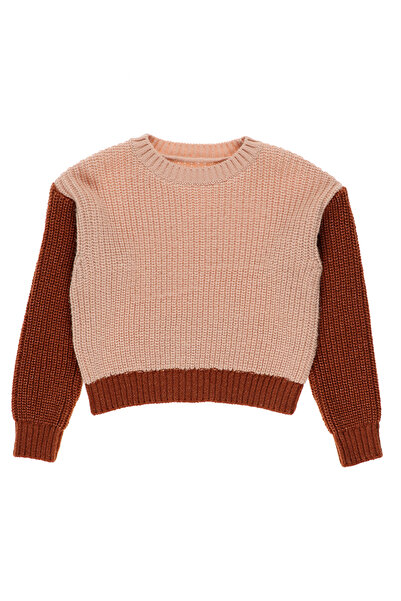 Panço Kız Çocuk Pudra Triko Kazak