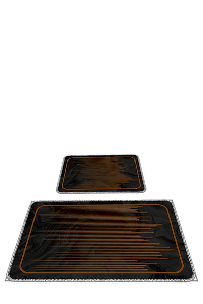 BigArts Home Orange Decorative Modern Bath Mat - Non-Slip Base, Washable Set Set 50X60-60X90 cm