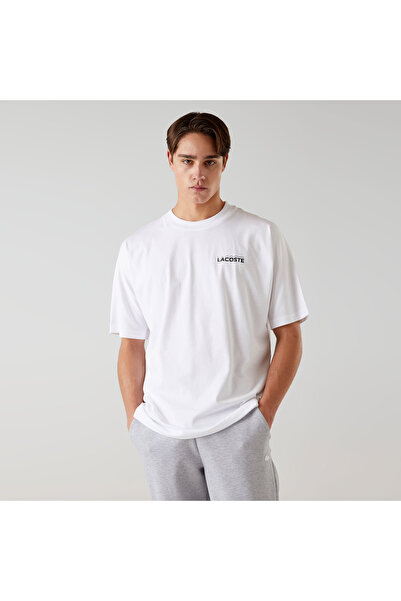 Lacoste Bisiklet Yaka Baskılı Erkek Beyaz T-Shirt