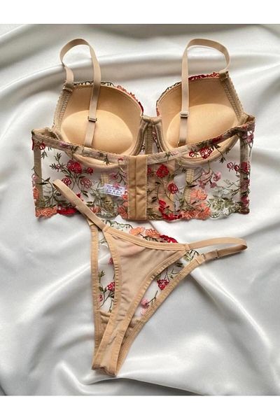 ARONA Skin Floral Patterned Supported, Underwire, Bralet, Cap Bra Set