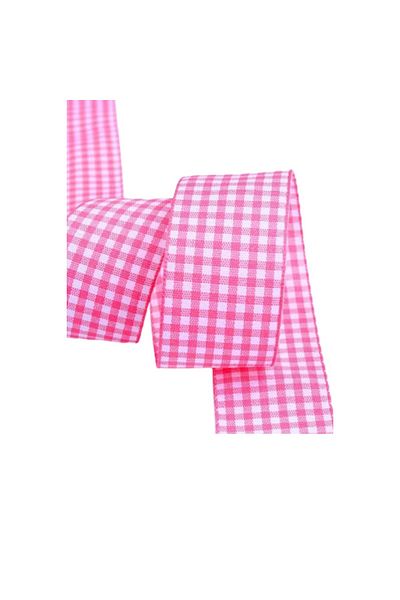 P Parla 25 mm Pink Taffeta Plaid Ribbon - 2 Meters