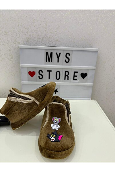 Apella Panduf Tom ve Jerry Figürlü Kahverengi Kışlık Rahat Yumuşak Ev Botu Ev...