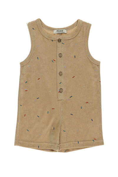 Panço Erkek Bebek Baskı Detaylı Havlu Bej Salopet