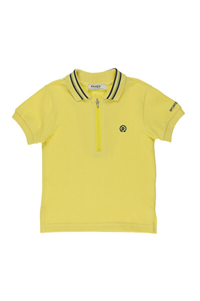 Panço Erkek Çocuk Triko Yakalı Sarı Pike Tişört