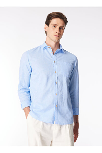 SSEINSE Slim Fit Gömlek Yaka Mavi Erkek Gömlek CE925SS GömlekMavi