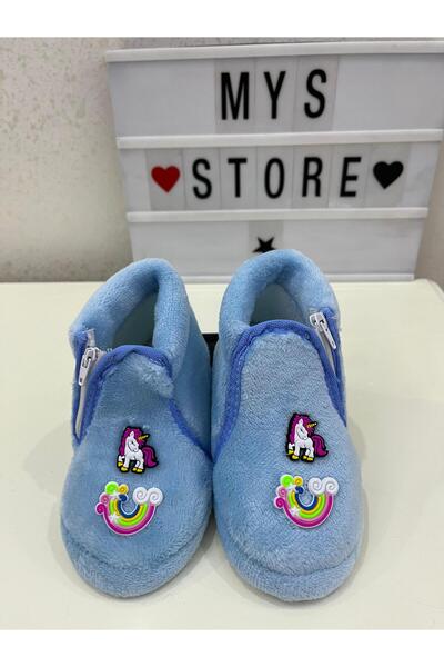 Apella Panduf Mavi Kışlık Rahat Yumuşak Ev Botu Ev Ayakkabısı