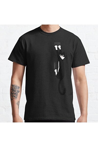 ZOKAWEAR Loose Fit, unisex, pisica alb-negru, care se agață| Tricou cu imprim...