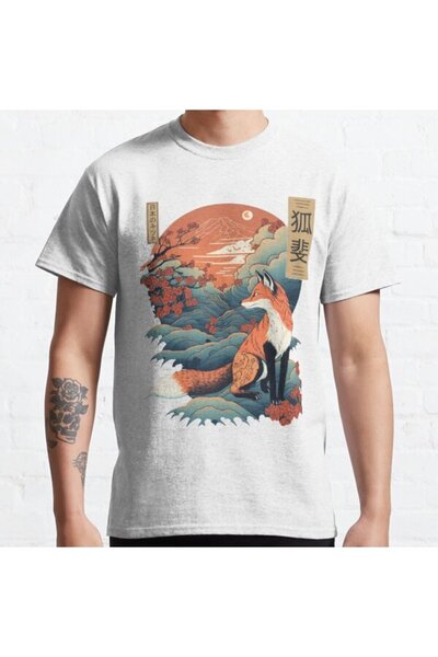 ZOKAWEAR Široka unisex majica sa dizajnom japanske lisice 5 Štampano