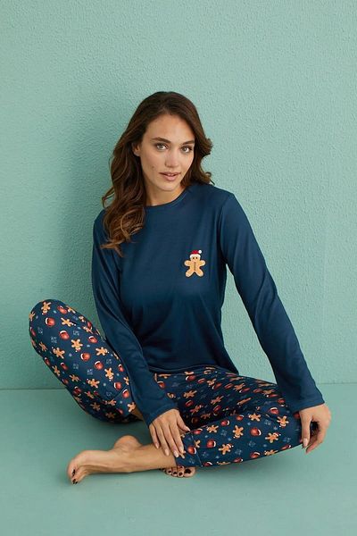 Mihra Women's Crew Neck Thermal Pajama Set 14101/14 - 1 Piece