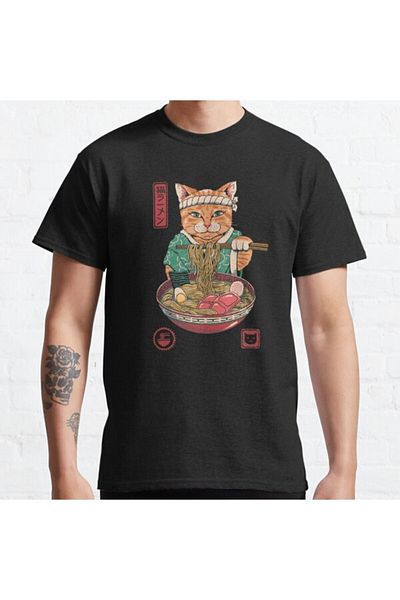 ZOKAWEAR Tricou cu imprimeu unisex Neko Ramen, loose fit