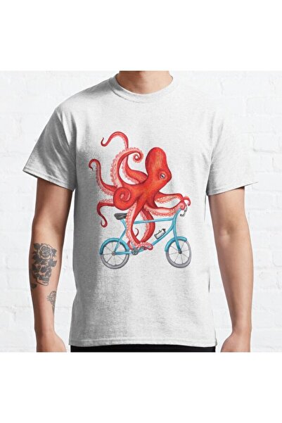 ZOKAWEAR Τυπωμένο μπλουζάκι Loose Fit Unisex Cycling Octopus Design