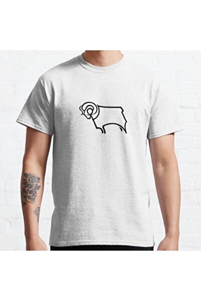 ZOKAWEAR Loose Fit Unisex Derby County FC Logo Panel Split Design Printed T-s...