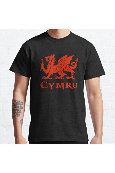 ZOKAWEAR Široka unisex majica Cymru Wales Welsh Cardiff Dragon Design Štampano
