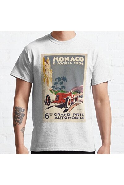 ZOKAWEAR Tricou cu imprimeu unisex cu afiș vintage F1, loose fit