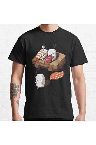 ZOKAWEAR Loose Fit Unisex Funny Sleep Walking Nigiri Sushi Design Printed T-s...