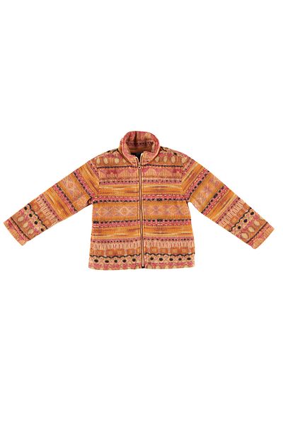 Panço Orange gemusterter Unisex-Kinder-Plüschmantel