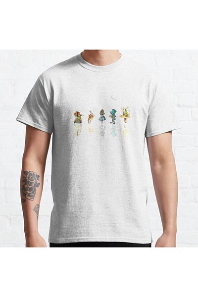 ZOKAWEAR Tricou cu imprimeu unisex, cu design larg, Noapte înstelată, Alice în Țara Minunilor