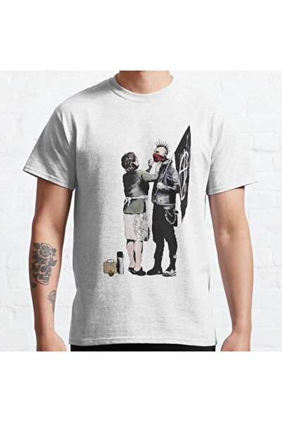 ZOKAWEAR Tricou imprimat unisex Banksy Graffiti Mom and Punk cu design steagu...