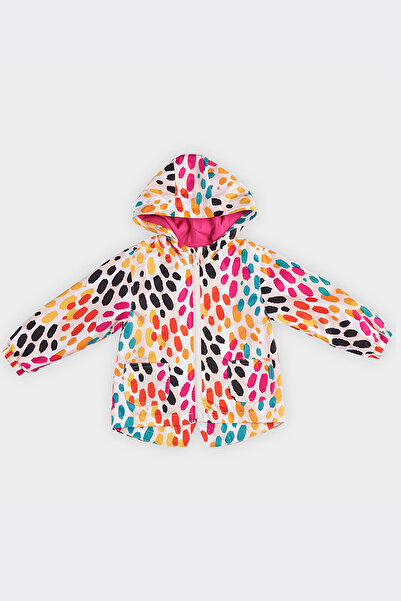 Panço Baby Girl Colorful Leopard Print Beige Raincoat