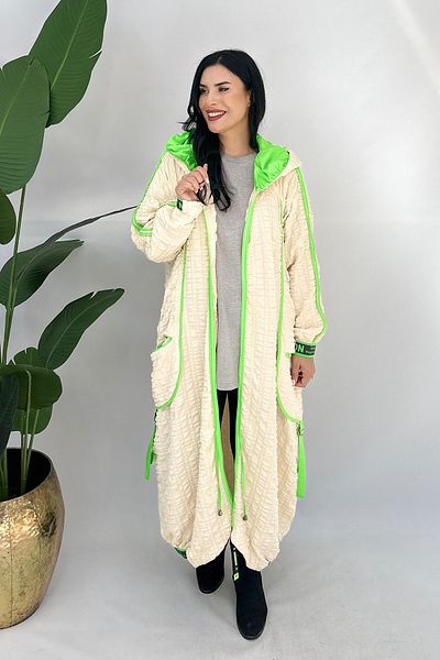 GÖKSEL Special Design Large Size Trench Coat - Green