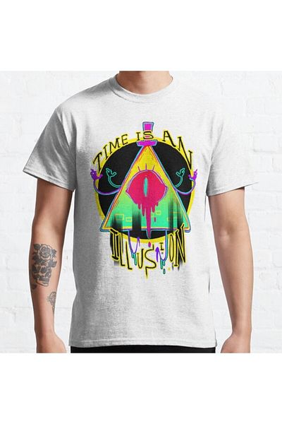 ZOKAWEAR Μπλουζάκι Unisex Illusion Design Printed Time Is An Illusion T-Shirt - Loose Fit