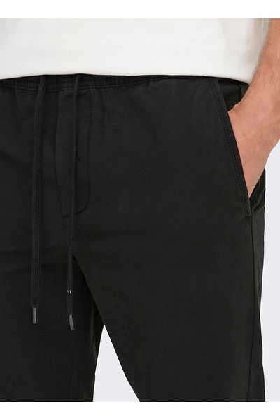 Only & Sons Ανδρικό ψηλόμεσο μαύρο παντελόνι - στενό πόδι, ONSLINUS TAPER 0183 PANT NOOS