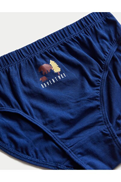 Marks & Spencer Saf Pamuklu 7'li Desenli Brief Külot (2-10 Yaş)