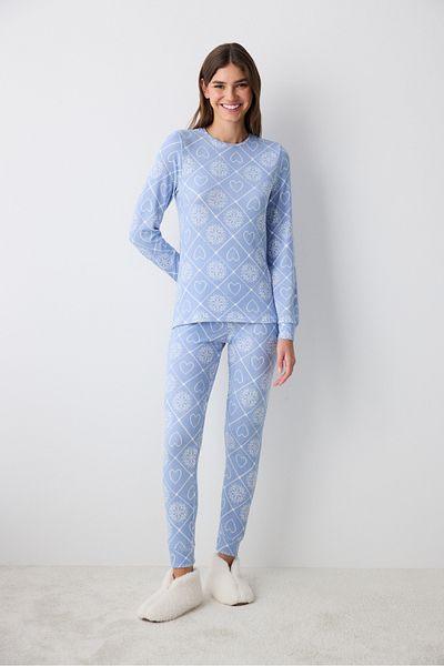 Penti Set de pijamale cu pantaloni termici albastri Winter Love