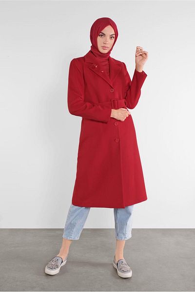 Alvina 90101 Model Belted Coat