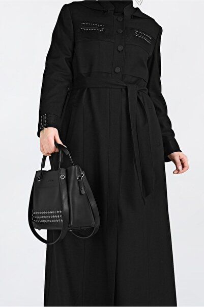 Alvina 1312 Model with Button and Belt Detail and Curtain Decoration