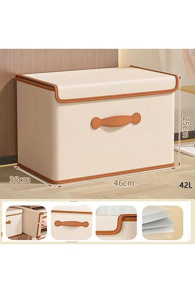 DUTRIEUX Beige 42l Clothes Toy Storage Box Folding Dustproof Organizer Bedroom Shelf Safe Odorless Organizers
