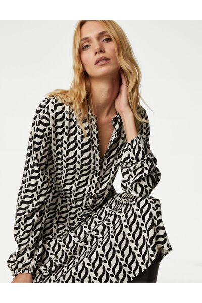 Marks & Spencer Desenli Midi Gömlek Elbise