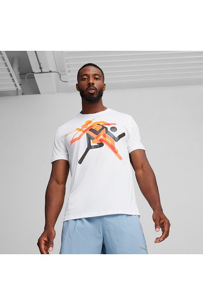 Puma Μπλουζάκι PUMA White Graphic Pattern RUN Faster Icons