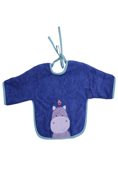 Alpar Tekstil 6-24 Months Blue Cotton Baby Towel with Sleeves - Baby Bib Outl...