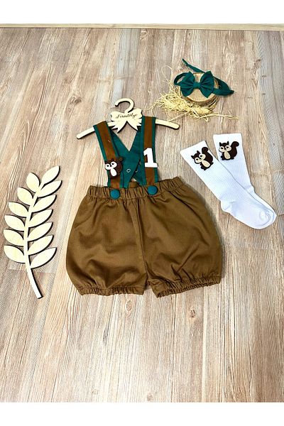 Feriatolye Squirrel Concept Baby Boy 1 Year Salopet